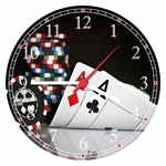 Ficha técnica e caractérísticas do produto Relógio De Parede Poker Baralho Pôquer Cartas Jogos Bar Sala