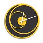 Ficha técnica e caractérísticas do produto Relógio de Parede Premium Preto Ônix com Relevo Amarelo 50cm Grande