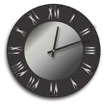Ficha técnica e caractérísticas do produto Relógio de Parede Premium Preto Ônix com Relevo em Acrílico Espelhado Prata 50cm Grande