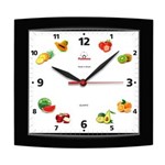 Ficha técnica e caractérísticas do produto Relógio de Parede Quadrado Alpha Preto Fruta