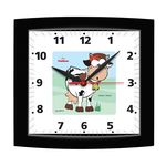 Ficha técnica e caractérísticas do produto Relógio De Parede Quadrado Alpha Preto Vaca