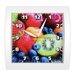 Ficha técnica e caractérísticas do produto Relógio de Parede Quadrado Branco Frutas