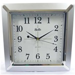 Ficha técnica e caractérísticas do produto Relógio de Parede Quadrado Grande 35cm Cromado Prata Quartz