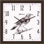 Ficha técnica e caractérísticas do produto Relógio de Parede Quadrado Preto Pássaro 29 Cm Herweg