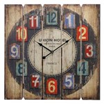Ficha técnica e caractérísticas do produto Relógio de Parede Quadrado Vintage em MDF - 58x58 Cm