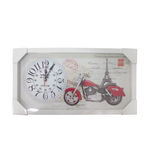 Ficha técnica e caractérísticas do produto Relógio De Parede Quadro Decorativo Com Moldura Em Madeira 26x50cm