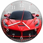 Ficha técnica e caractérísticas do produto Relógio De Parede Quartz Carros Ferrari Vermelha Arte e Decoração 02