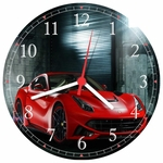 Ficha técnica e caractérísticas do produto Relógio De Parede Quartz Carros Ferrari Vermelha Arte e Decoração 01