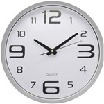 Ficha técnica e caractérísticas do produto Relógio de Parede Quartz Cinza Redondo 30cm