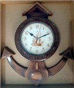 Ficha técnica e caractérísticas do produto Relógio de Parede Quartz Tema Náutico Formato Âncora - Ag