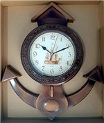 Ficha técnica e caractérísticas do produto Relógio de Parede Quartz Tema Náutico Formato Âncora