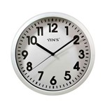 Ficha técnica e caractérísticas do produto Relógio de Parede Redondo Branco 25 Cm - Cardosoutl