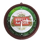 Relogio de Parede Redondo Cerveja Modelo Tampa de Barril 27cm de Ø Stella Artois - Nova Alianca