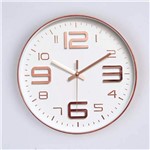 Ficha técnica e caractérísticas do produto Relógio de Parede Redondo Cobre Rose Gold Quartz 25cm