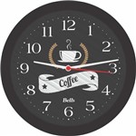 Ficha técnica e caractérísticas do produto Relogio de Parede Redondo Coffee Preto 21,7CM. - Comprasjau