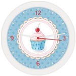 Ficha técnica e caractérísticas do produto Relógio de Parede Redondo Cupcake Azul - Bell´S