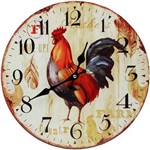 Ficha técnica e caractérísticas do produto Relógio de Parede Redondo Estampado Retrô Galo 34cm