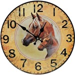 Ficha técnica e caractérísticas do produto Relógio de Parede Redondo Estampado Retrô Vintage Cavalo 34cm