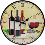 Relógio de Parede Redondo Estampado Retrô Vintage Vinho