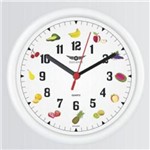 Relógio de Parede Redondo Fruta 23cm Branco - Elegance