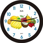 Ficha técnica e caractérísticas do produto Relogio de Parede Redondo Frutas Preto 21,7cm. Bell´s Unidade