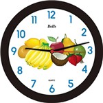 Ficha técnica e caractérísticas do produto Relogio de Parede Redondo Frutas Preto 21,7CM. - Comprasjau