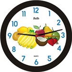 Ficha técnica e caractérísticas do produto Relogio de Parede Redondo Frutas Preto Bells