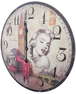 Ficha técnica e caractérísticas do produto Relogio de Parede Redondo Grande Vintage Retro Decorativo Marilyn Monroe para Casa ( XIN-02)