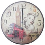 Ficha técnica e caractérísticas do produto Relogio de Parede Redondo Grande Vintage Retro Decorativo Marilyn Monroe para Casa