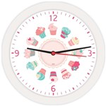 Ficha técnica e caractérísticas do produto Relogio de Parede Redondo Mini Cupcakes BCO 21,7 - Pls