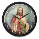 Ficha técnica e caractérísticas do produto Relógio De Parede Redondo Omega Preto Jesus Cristo