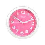 Ficha técnica e caractérísticas do produto Relógio de Parede Redondo Rosa Cozinha Sala Escritório