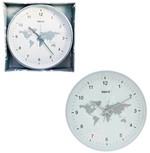 Ficha técnica e caractérísticas do produto Relógio de Parede Redondo Silencioso Mapa Mundo - Camp
