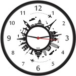 Ficha técnica e caractérísticas do produto Relógio de Parede Redondo Volta ao Mundo 25,8cm Bells - de Casa Magazine