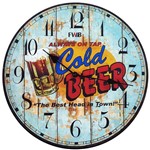 Ficha técnica e caractérísticas do produto Relógio de Parede Retrô Cold Beer