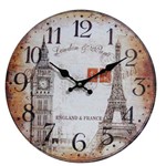 Ficha técnica e caractérísticas do produto Relógio de Parede Retro Rústico Vintage Retro Big Ben Torre Eifel Cbrn01927