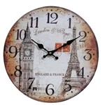 Ficha técnica e caractérísticas do produto Relógio de Parede Retro Rústico Vintage Retro BIG BEN & TORRE EIFEL CBRN01927