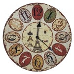 Ficha técnica e caractérísticas do produto Relógio de Parede Retrô Torre Eiffel - Yaay