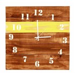 Ficha técnica e caractérísticas do produto Relógio de Parede Rústico - Personalizado em Madeira Amarelo 40 X 40 CM