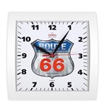 Ficha técnica e caractérísticas do produto Relógio de Parede Sala Quadrado Route 66 Branco - Plashome