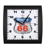 Ficha técnica e caractérísticas do produto Relógio de Parede Sala Quadrado Route 66 Preto - Plashome