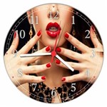 Ficha técnica e caractérísticas do produto Relógio de Parede Salão de Beleza Unhas Manicure