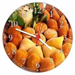 Ficha técnica e caractérísticas do produto Relógio de Parede Salgados Padarias Cafeterias Lanches