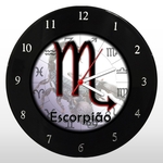 Ficha técnica e caractérísticas do produto Relógio de Parede - Signo de Escorpião - em Disco de Vinil - Mr. Rock