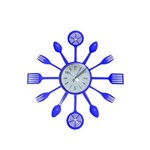 Ficha técnica e caractérísticas do produto Relógio de Parede Talheres Azul Plástico Natalauz