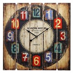 Ficha técnica e caractérísticas do produto Relógio de Parede Union Hotel Paris Madeira 58x58cm