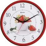 Ficha técnica e caractérísticas do produto Relógio de Parede Vermelho Cozinha Morango Herweg 6693-269