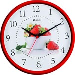 Ficha técnica e caractérísticas do produto Relógio de Parede Vermelho para Cozinha Morango Herweg 6693-269