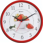 Ficha técnica e caractérísticas do produto Relógio de Parede Vermelho para Cozinha Morango Herweg