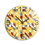 Ficha técnica e caractérísticas do produto Relógio de Parede Vidro Geometric Amarelo e Vermelho